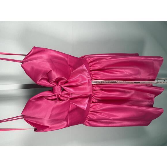 NWT Mac Duggal Fuchsia Bow Bubble Hem Mini Dress Size 8 - Picture 9 of 10